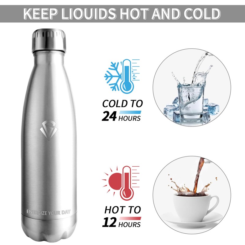 Vikastar Thermos Flask, 0.5 L Leak-Proof, Stainless Steel, BPA-Free, Drinking