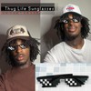 FEISEDY 2PACK Thug Life Sunglasses Funny Pixelated Mosaic Gamer Glasses