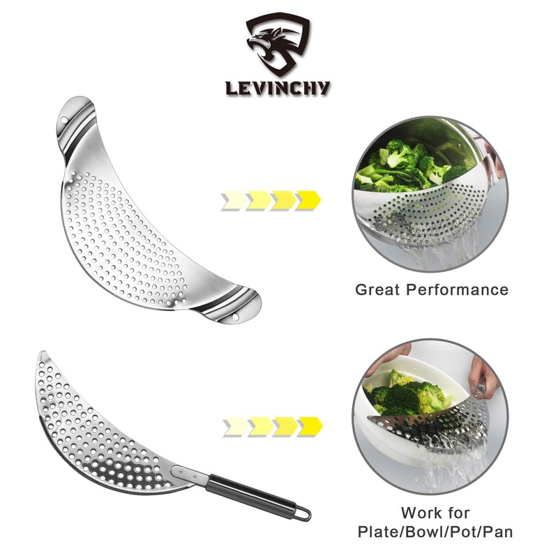 LEVINCHY Pot Strainer Set 2 Pieces Stainless Steel Strainers Set,