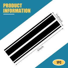 Civwesi 1 PC Car Hood Sticker, 63" x 11.61" Stripe Waterproof Sticker, Car Decoration Modification Body Sticker, Universal for Most Cars (Black)
