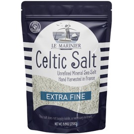 Le Marinier French Sea Salt Extra Fine, 8.81oz – 0.6lb. Mineral Rich, Unrefined French Sea Salt 100% Natural, Hand Harvested Mineral from the Celtic Sea (0.6lb Extra Fine)