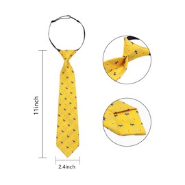 Alizeal Toddler 11inch Novelty Pre-Tied Necktie Elastic Adjustable Cute Animal Pattern for School Party Birthday Tie, Yellow Dog