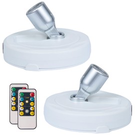 HAMVIDNE LED Spotlight, Battery Operated Picture Lights, Uplighting Indoor, Puck Lights with 2 Remote, Dimmable Spot Up Light for Wall Display Dartboard Painting Artwork Accent