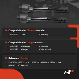 A-Premium 2 x Front Inner Tie Rod Ends, Compatible with Dodge Charger 2015-2023, Challenger 2017-2023 & Chrysler 300 2015-2023, AWD