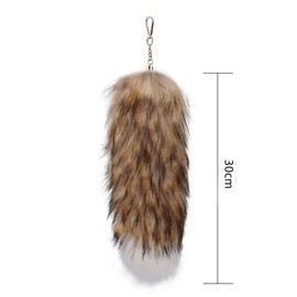 ZUJIACUN Fox Tail Fake tail 12.75 inch animal tail, huge fluffy fur fox tail realistic fox tail key chain decoration tail suitable for handbag backpack role play