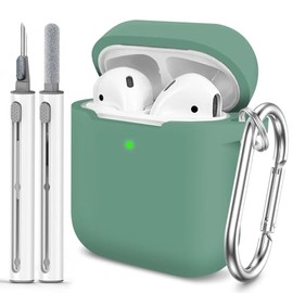 Funda para AirPods 12, viene con kit de limpieza, funda de silicona de piel suave con llavero, funda protectora completa para hombres y mujeres,...   