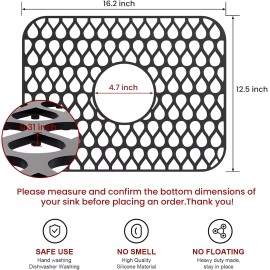 Toovem Silicone Grid Sink Mat Protectors Kitchen Sink Protector Dishwasher Safe w/Drain