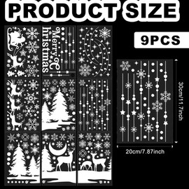Reusable Christmas Window Stickers Large Christmas Tree White Reindeer Snowflake Decorations for Holiday Window and Door Displays (Christmas Deer)