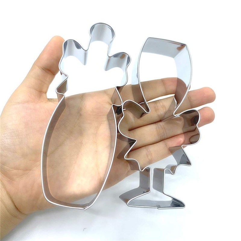 LILIAO Champagne and Champagne Glass with Ribbon Cookie Cutter for