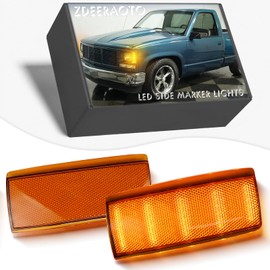 ZDEERAOTO LED Front Headlight LED Side Marker Lights Turn Signal Lamp Kit for Chevy/GMC C/K10 Truck/Suburban/Yukon/Blazer/Tahoe Side Marker Light 1988-2002,Smoked Lens Side Bumper Marker DRL (Yellow)