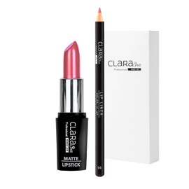 Claraline Lip Kit, Matte Lipstick & Lip Liner (Pink Truffle)