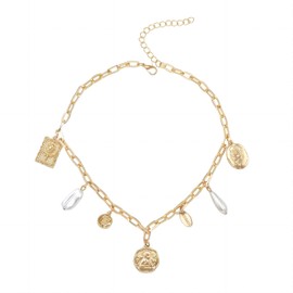 Charm Necklace For Women Dainty Chain Puka Pearl Pendant Choker Necklace Summer Boho Beach Chunky Choker Necklaces