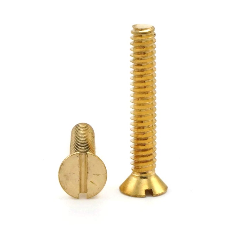 Brass Slotted Flat Head Machine Screws - #8-32 x 2