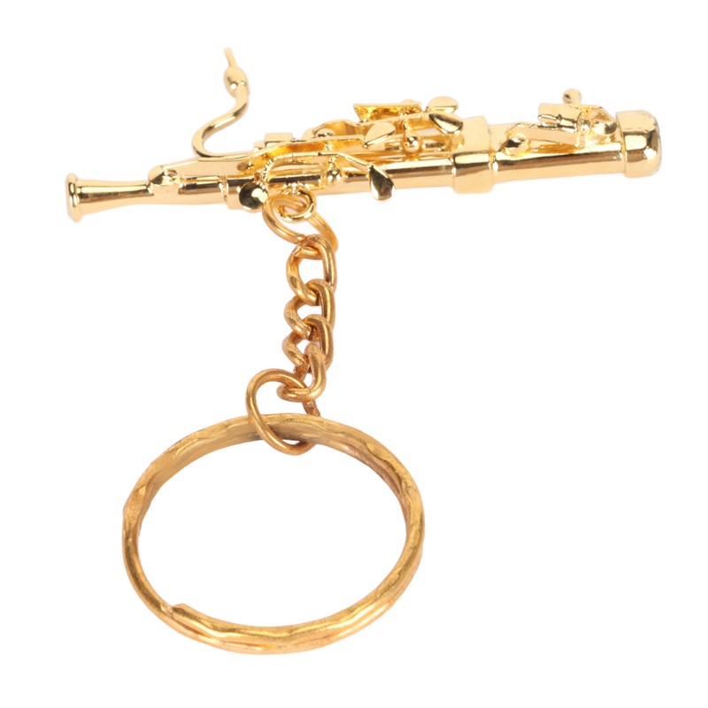 Mini Bassoon Shape Key Chain Adorable Brass Key Ring Pendant