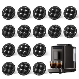 16PCS Black Self Adhesive Caster Wheels Mini Swivel Wheels Stainless Steel Paste Universal Wheel Heavy Duty 360 Degree Rotation Sticky Pulley for Storage Box Furniture Trash Can (Black, 4 Balls)