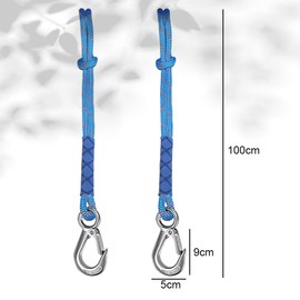 Schaukel Baumbefestigung Seil, Hängeschaukel Seil mit Haken (Hält 200kg),Aufhängung Befestigungsset für Outdoor-Spielplatz,Seil für Indoor Outdoor Baumschaukel,10mm Durchmesser,Blau,100cm 2 Stück