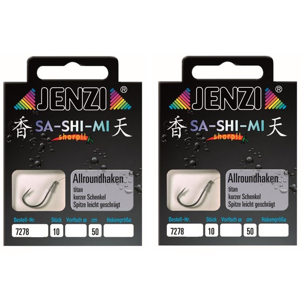 Set of 2 packs of tied all-round fishing hooks from