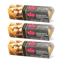 Rougie Mousse Royale of Duck Foie Gras – 4.9 oz (140g), Delicate Parfait Terrine, Ready-to-Serve Gourmet Appetizer, Product of Canada - Foie Gras with Truffles - Pack of 3