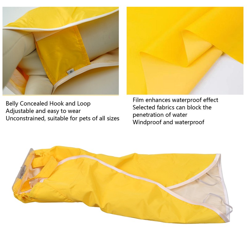 Hoodie Dog Raincoat Adjustable Reflective Windproof Lightweight Pet Rain Jacket