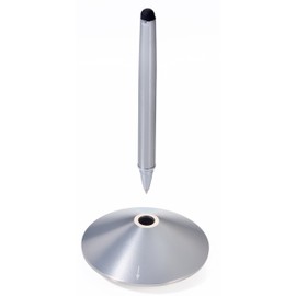 TROIKA OFFICE DRILL – PST11/TI – Ballpoint pen and stylus for touchscreens – black refill – aluminium – anodised – titanium colour – TROIKA-original