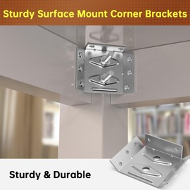 Fixirons Surface Mount Corner Brackets Mount Table Apron Corner Brackets for Desk Legs Coffee Dining Table Bench Legs MountCorner Braces Bracket with Accessories (12 PCS)