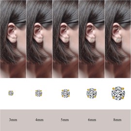 AllerPierce Stud Earrings for Women Girls Cubic Zirconia Earring Studs 5 Pairs Silver Hypoallergenic Stainless Steel Screw Back Stud Earrings Piercing Jewellry Gifts for Women Men 3/4/5/6/8 mm