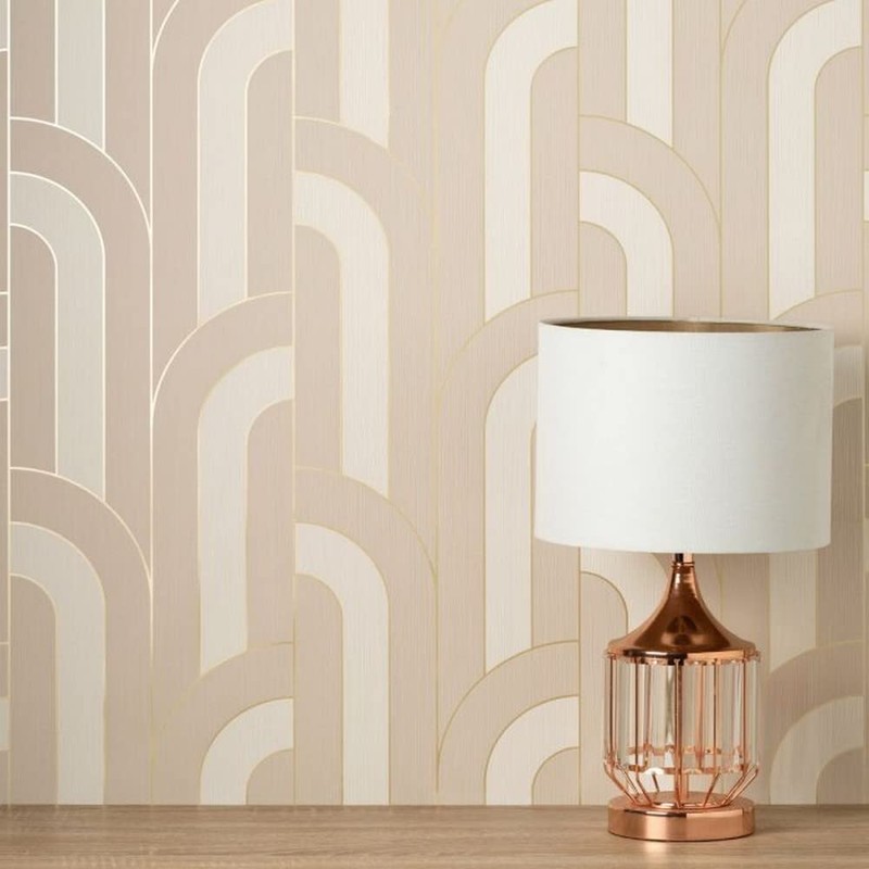 Cascade Arch Wallpaper White/Black Fine Decor FD42843