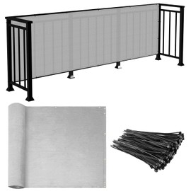 E&K Sunrise 3' x 69' Balcony Privacy Fence Screen Cover with Zip Ties Outdoor Screen Fence UV Protection for Deck Patio Backyard Apartment Pool Porch (Gray)