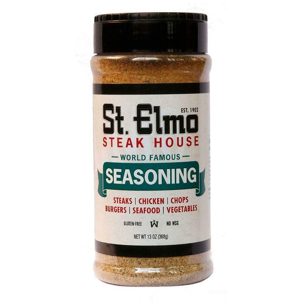 St. Elmo Steak House World Famous Seasoning 13 Ounce - Perfect for Steaks, Chicken, Chops, Burger, Seafood, or Vegetables - No MSG, Gluten-Free