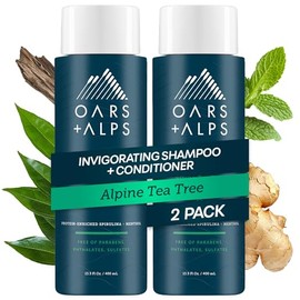 Oars + Alps Champú para cabello sin sulfato para hombres y mujeres, champú para cabello infundido con hamamelis y aceite de árbol de té, nutritivo e h