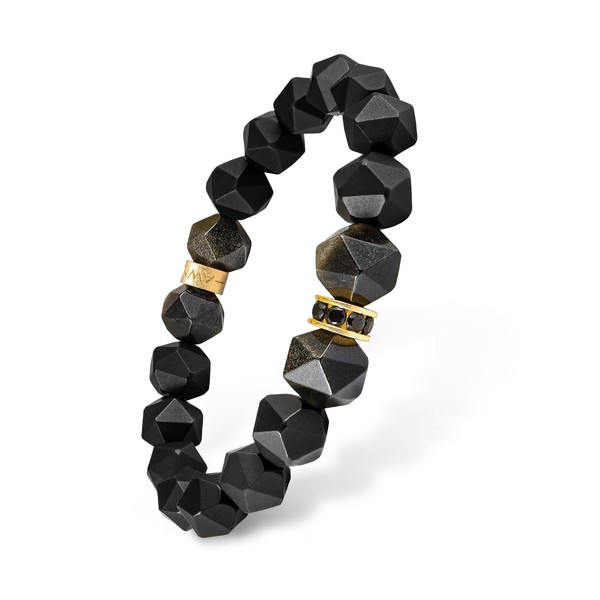 AWNL Beaded Bracelet with Black Onxy,Golden Obsidian,10 mm Natural Gemstone