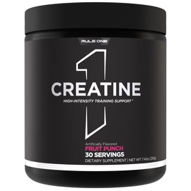 Rule 1 Creatine Powder – Pure Micronized Creatine Monohydrate for High-Intensity Exercise and Lean Body Mass Support, Flavored and Unflavored (30 Servings, Fruit Punch)