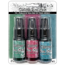 RANGER Tim Holtz-Distress Mica Stains-Holiday Set 4, Merry Mint, Cocktail Party, and Shiny Bauble, 3 x 29.57 ml, TSCK81166