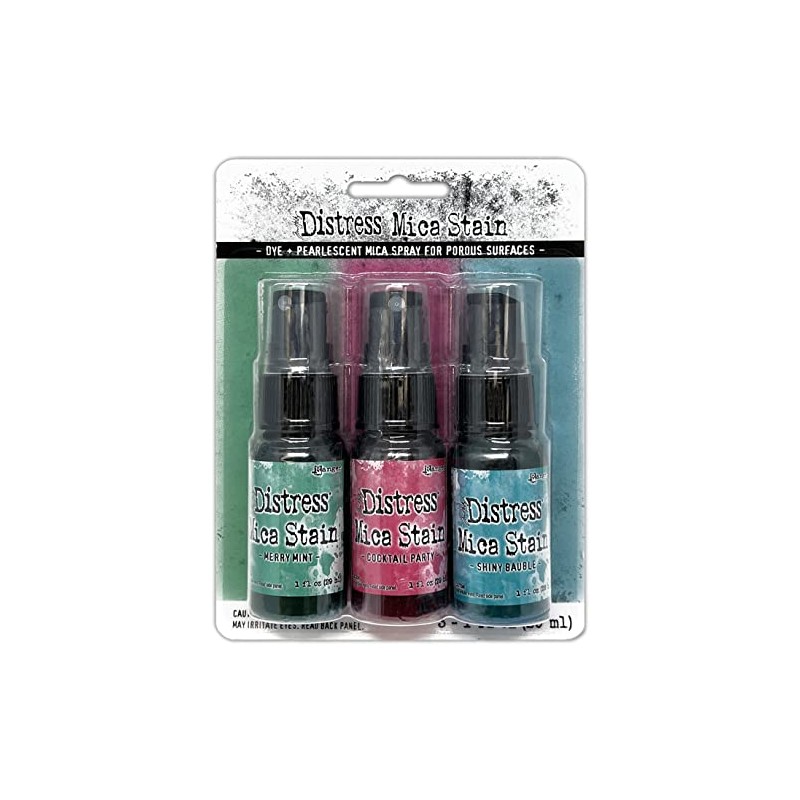 RANGER Tim Holtz-Distress Mica Stains-Holiday Set 4, Merry Mint, Cocktail