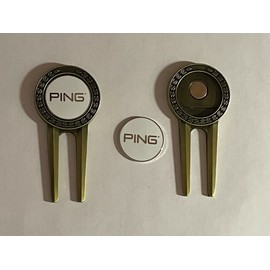 PING (1) Rare Karsten PING Divot Tool & 1" Flat Coin Style Golf Marker - A Beauty!