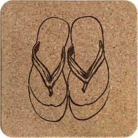 'Flip Flops' Square Cork Trivet/Pot Stand (TR00027284)