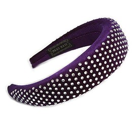Retro Thicken Padded Velvet Diamante Wide Chunky Hair Band/HeadBand/Alice Band in Purple