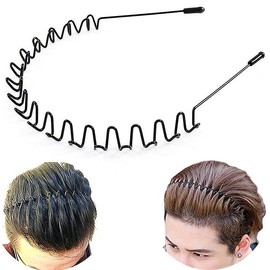 Generic Hairvana 1PC Metal Hair Band for Men Man Headband Mens Hair Bands Unisex Fashion Headbands Sports Hairband Head Band Hair Hoop for Women With Non Slip Wavy Spring Teeth, Black