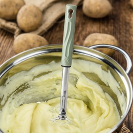 3PCS Potato Masher, Stainless Steel Ricer for Mashed Potatoes, Masher Kitchen Tool for Vegetables, Meat and Fruits, Green