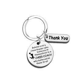 Yreamont Cheer Coach Appreciation Keychain Gift: 'Behind Every Cheerleader...' - Silver, Women-Adults