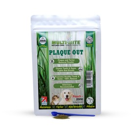 PLAQUE OUT 200G Resealable Pouch Tartar Plaque Off Remover, 100% Natural & Organic - Bad Breath Teeth Gum Care for Dogs, Cats