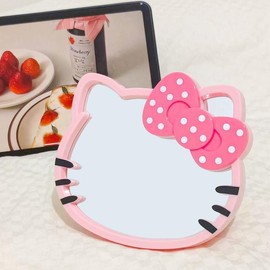 Sanrio Kitty Makeup Storage Mirror, table mirror, kitten shape, Kawaii and makeup mirror, a birthday gift for Kitty fans - Color: Pink