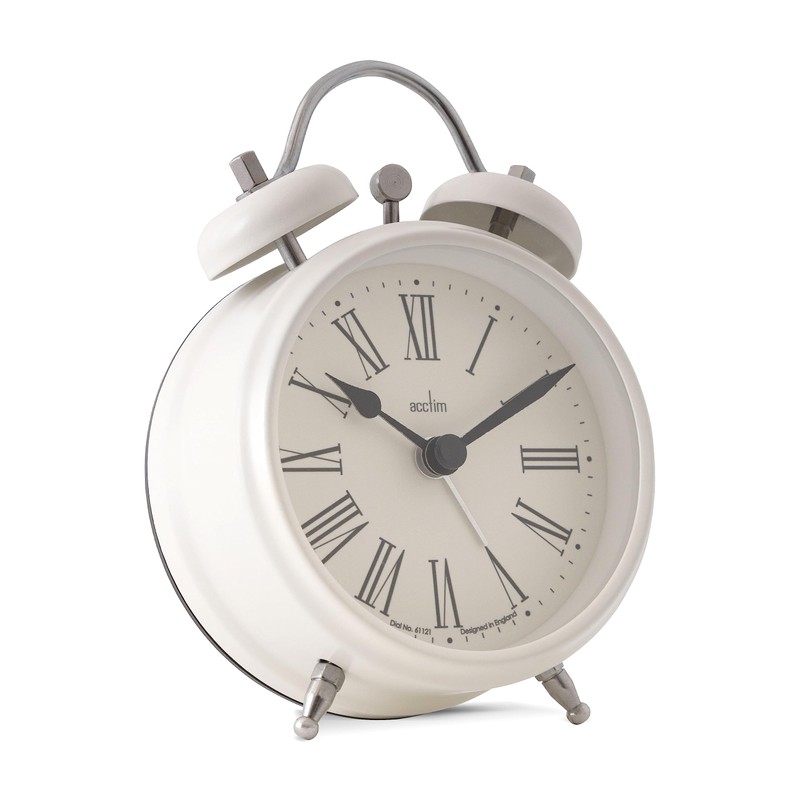 Acctim Shefford Analogue Faux Double Bell Small Alarm Clock (Buttermilk)