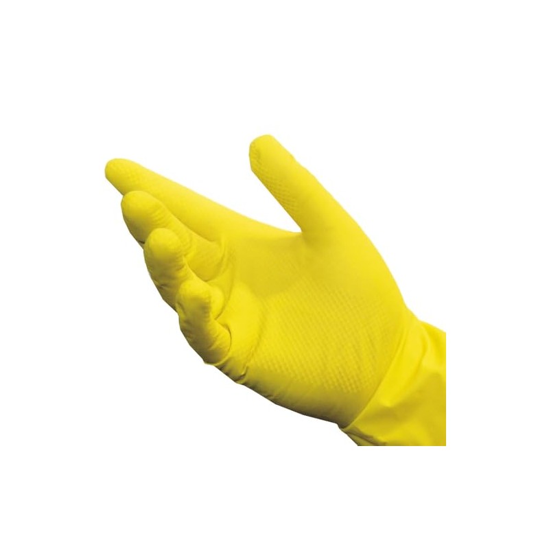 Wertpack 12 Pairs of Yellow Rubber Latex Neoprene Gloves Medium