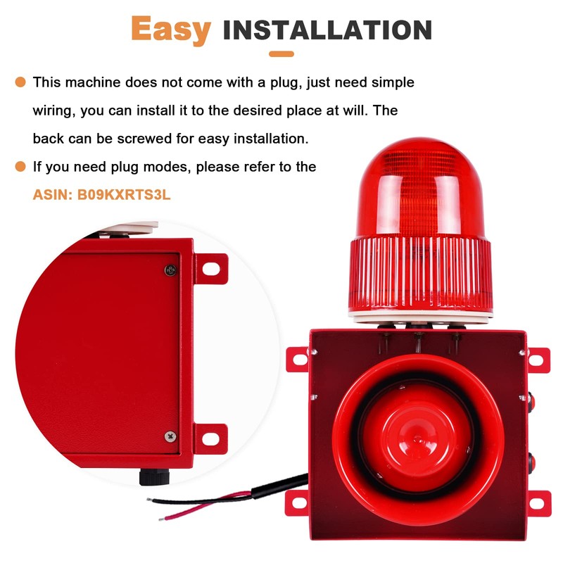 Saladulce 120dB Adjustable Loud Siren Alarm, Industrial Sound & Light