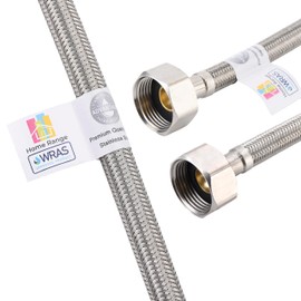 Home Range 1x 500mm WRAS Approved 3/4" x 1/2" |2 Lengths| BSP Stainless Steel Braided Flexible Hose High Pressure 10 Bar Plumbing Connector for Kitchen, Bathroom, Boiler Durable, Corrosion-Resistant