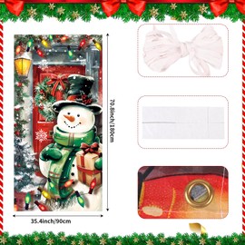 FOIMAS Christmas Door Cover Snowman Backdrop Door Banner Photography Hanging Cover Photo Booth Props for Christmas Winter Home Decoration Indoor Outdoor