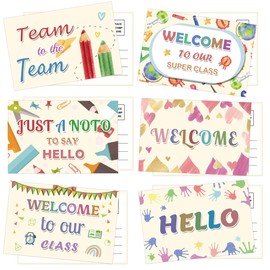 Remerabel 60 Pcs Welcome to Our Class Hello Postcards 4 x 6 Inch Back to School Blank Welcome Greeting Cards for Office School Kids Adults Teacher Students Team Supplies
