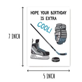 SNHDesign Hope Your Birthday Is Extra Cool Card - Hockey Birthday Card - Hockey Card - Hockey Player Card - Happy Birthday Card - Sports Card - Card For Him