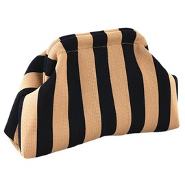 Voeveg Cloud Dumpling Bag Beach Woven Clutch Purses for Women Casual Dumpling Purse Bags for Women Crochet Handbag Cute Summer Purse Brown and Black